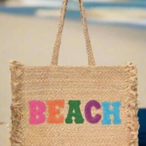 Antik Kraft Quote "Beach" Colorful Tote Bag Large NWT🆕📦⌚🏃🏻💨⚡🚚